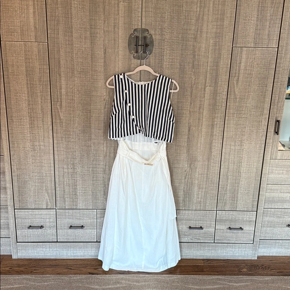 Zara‎ Belted Linen Blend Waist Cut Out Dress - Picture 12 of 17